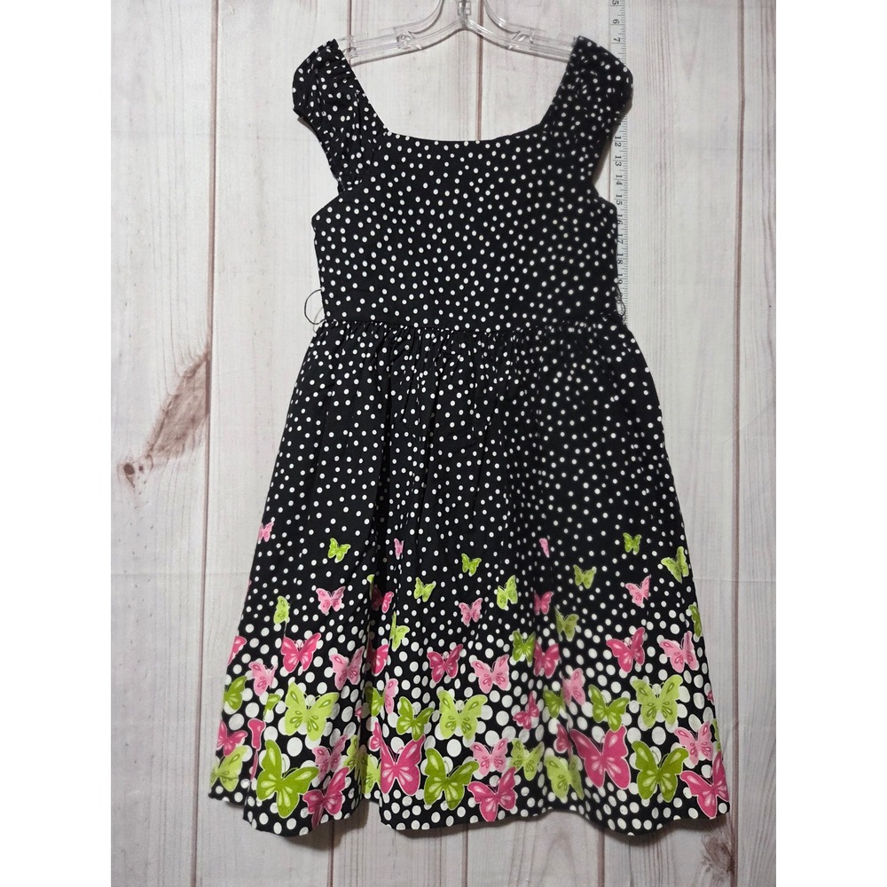 Girls 16 Black Polka Dot‎ Butterfly Dress Party Bonnie Jean